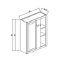 Inset Origami White RTA 36"W x 30-42"H x 13.5"D 3-Size Blind Corner Wall Cabinet with 2-3 Shelves
