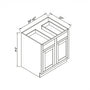 Inset Origami White RTA 39-42"W x 34.5"H x 25"D 2-Size Double Drawers Base Cabinet with 2 Doors