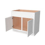 Inset Origami White RTA 39-42"W x 34.5"H x 25"D 2-Size Sink Base Cabinet with 2 Doors and 2 False Drawers