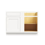 Inset Origami White RTA 40-46"W x 34.5"H x 25"D 3-Size Blind Corner Base Cabinet with 1 Door, 1 Drawer and 1 Shelf