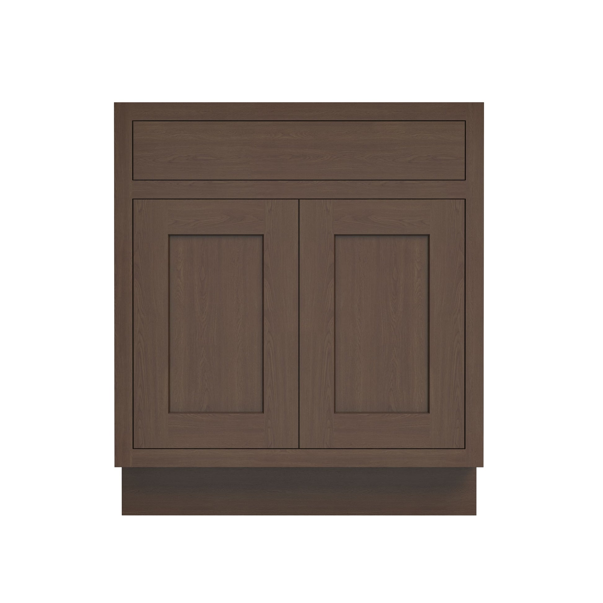Inset Truffle Brown RTA 24-36"W x 34.5"H x 25"D 5-Size Sink Base Cabinet with 2 Doors and 1 False Drawer