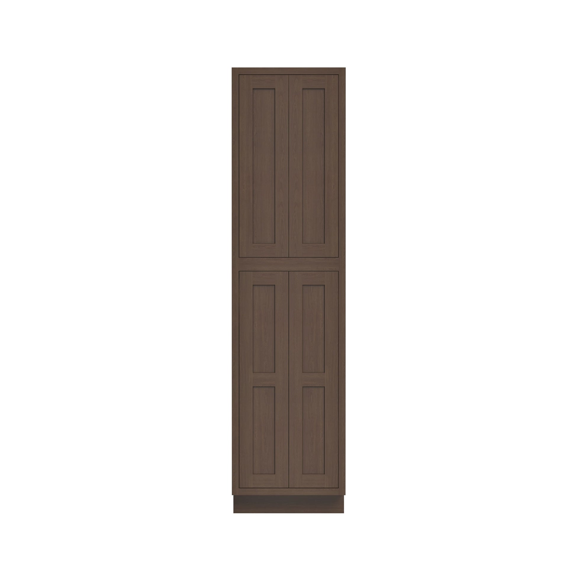 Inset Truffle Brown RTA 24-36"W x 84-96"H x 25"D 9-Size Pantry Cabinet with 4 Doors and 4 Shelves