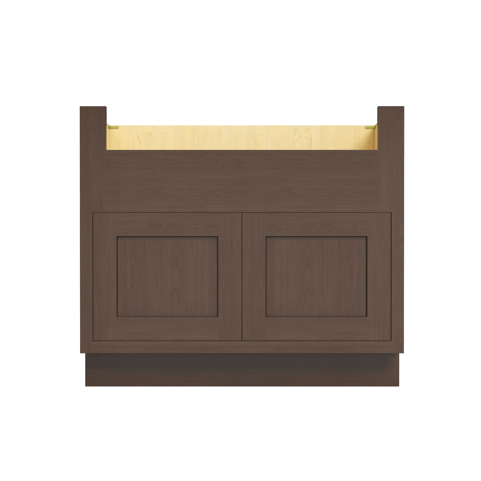Inset Truffle Brown RTA 33-39"W x 34.5"H x 25"D 3-Size Farm Sink Base Cabinet with 2 Doors