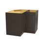 Inset Truffle Brown RTA 34-37"W x 34.5"H x 25"D 2-Size Lazy Susan Base Cabinet with Pull-out Shelf and Bi-fold Door