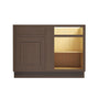 Inset Truffle Brown RTA 40-46"W x 34.5"H x 25"D 3-Size Blind Corner Base Cabinet with 1 Door, 1 Drawer and 1 Shelf