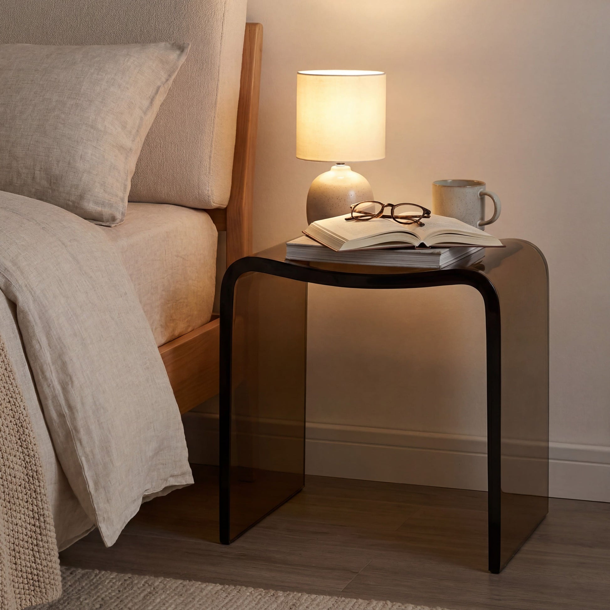 Resin Stone Freestanding Shower Stool with Gently Curved Seat