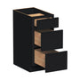 Slim Ebony Black Shaker RTA 12"-36"W x 34.5"H x 24"D 9-Size Drawer Base Cabinet with 3 Drawers