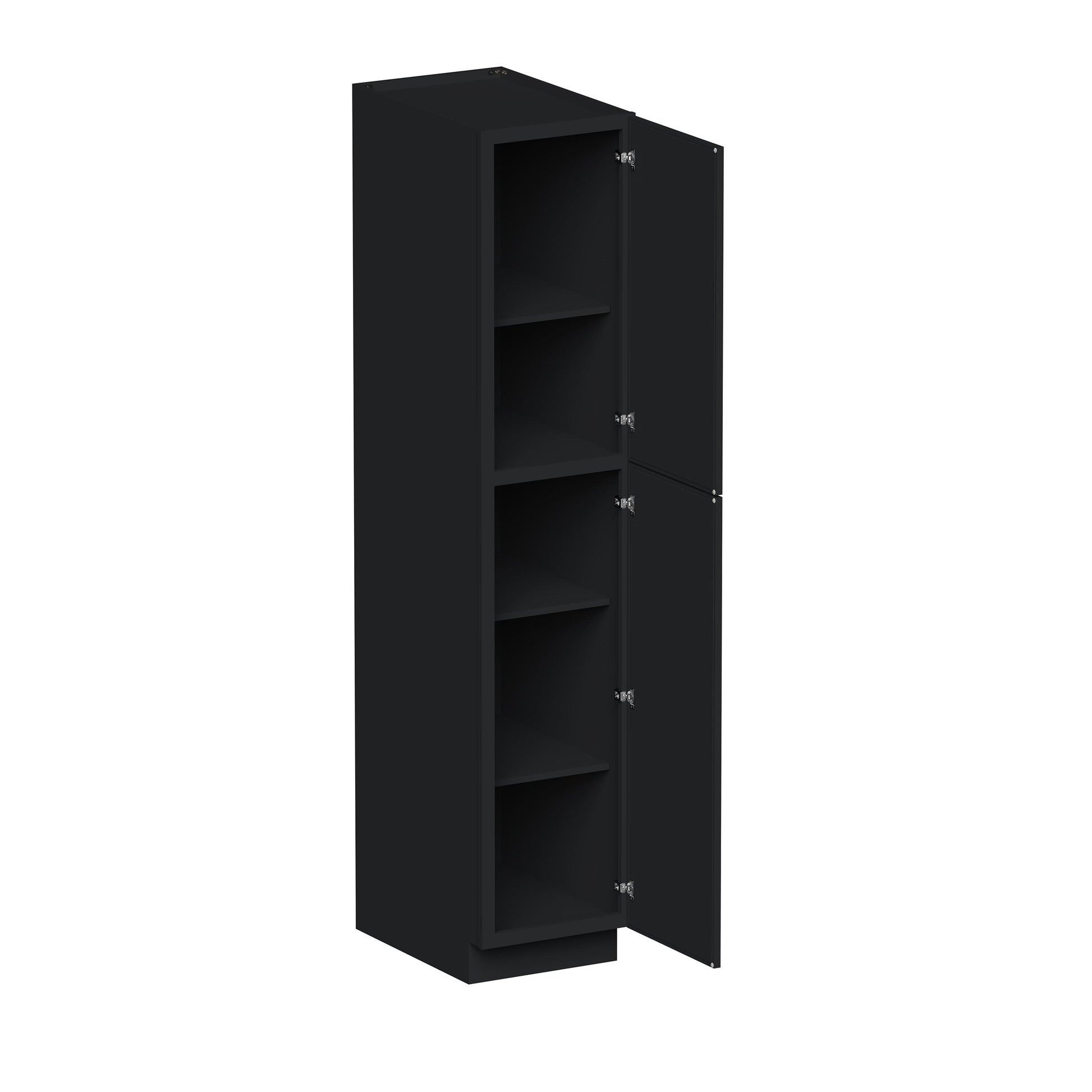 Slim Ebony Black Shaker RTA 18"W x 84"/90“/96”H x 27"D Tall Pantry Cabinet with 2 Doors and Shelves