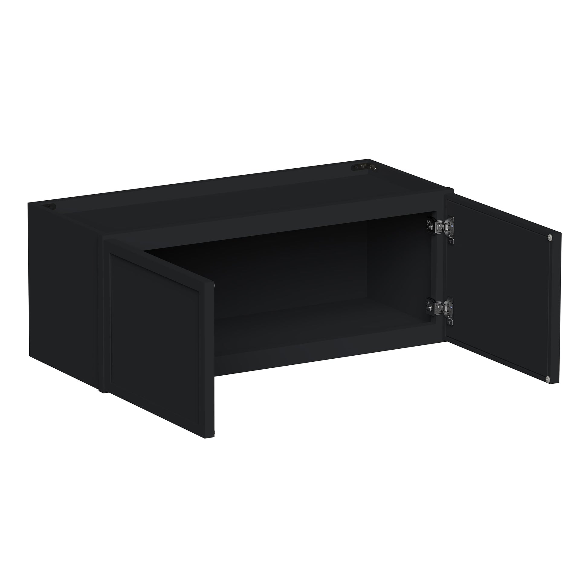 Slim Ebony Black Shaker RTA 24"-36"W x 12"-24"H x 12"D 17-Size Short Wall Cabinet with 2 Doors