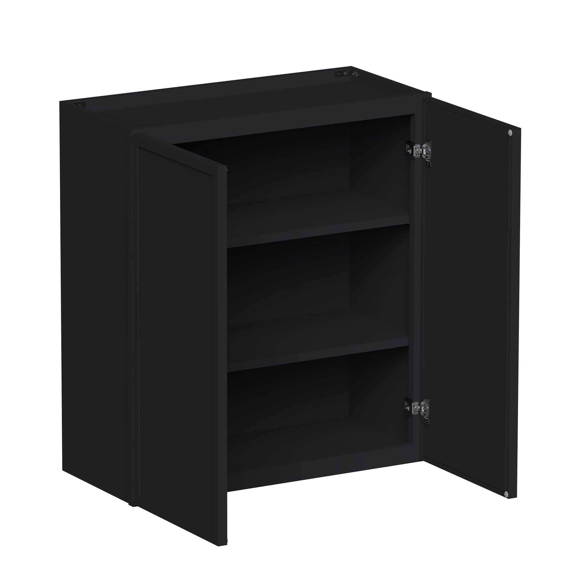 Slim Ebony Black Shaker RTA 24"-36"W x 30"/36"/42"H x 12"D 15-Size Standard Wall Cabinet with 2 Doors