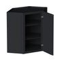 Slim Ebony Black Shaker RTA 24"W x 18"/30"/36"/42"H x 12"D Diagonal Corner Wall Cabinet