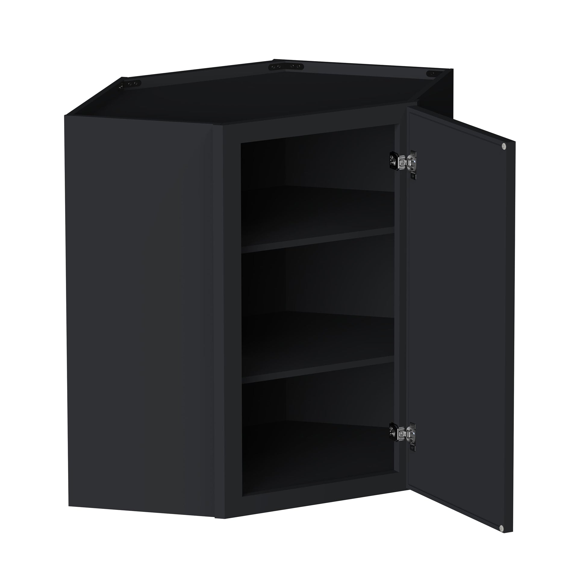 Slim Ebony Black Shaker RTA 24"W x 18"/30"/36"/42"H x 12"D Diagonal Corner Wall Cabinet
