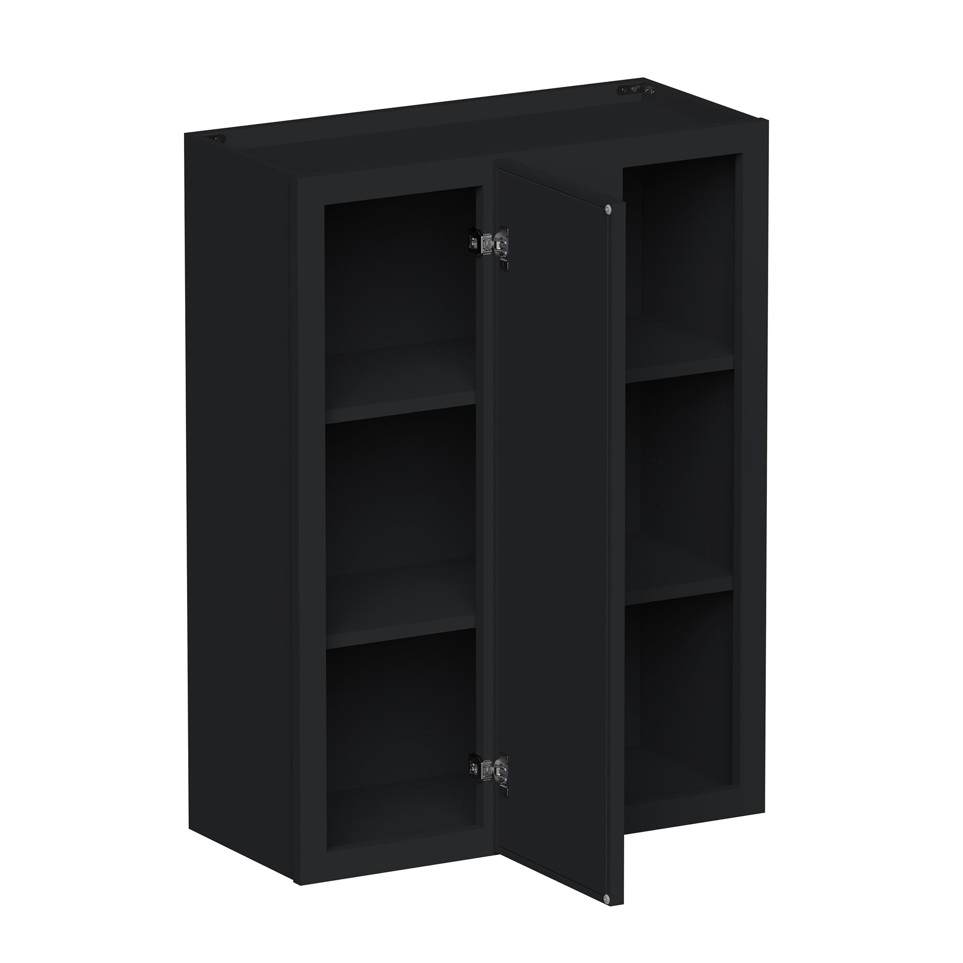 Slim Ebony Black Shaker RTA 27"W x 30"/36"/42"H x 12"D Standard Corner Wall Cabinet with Shelves