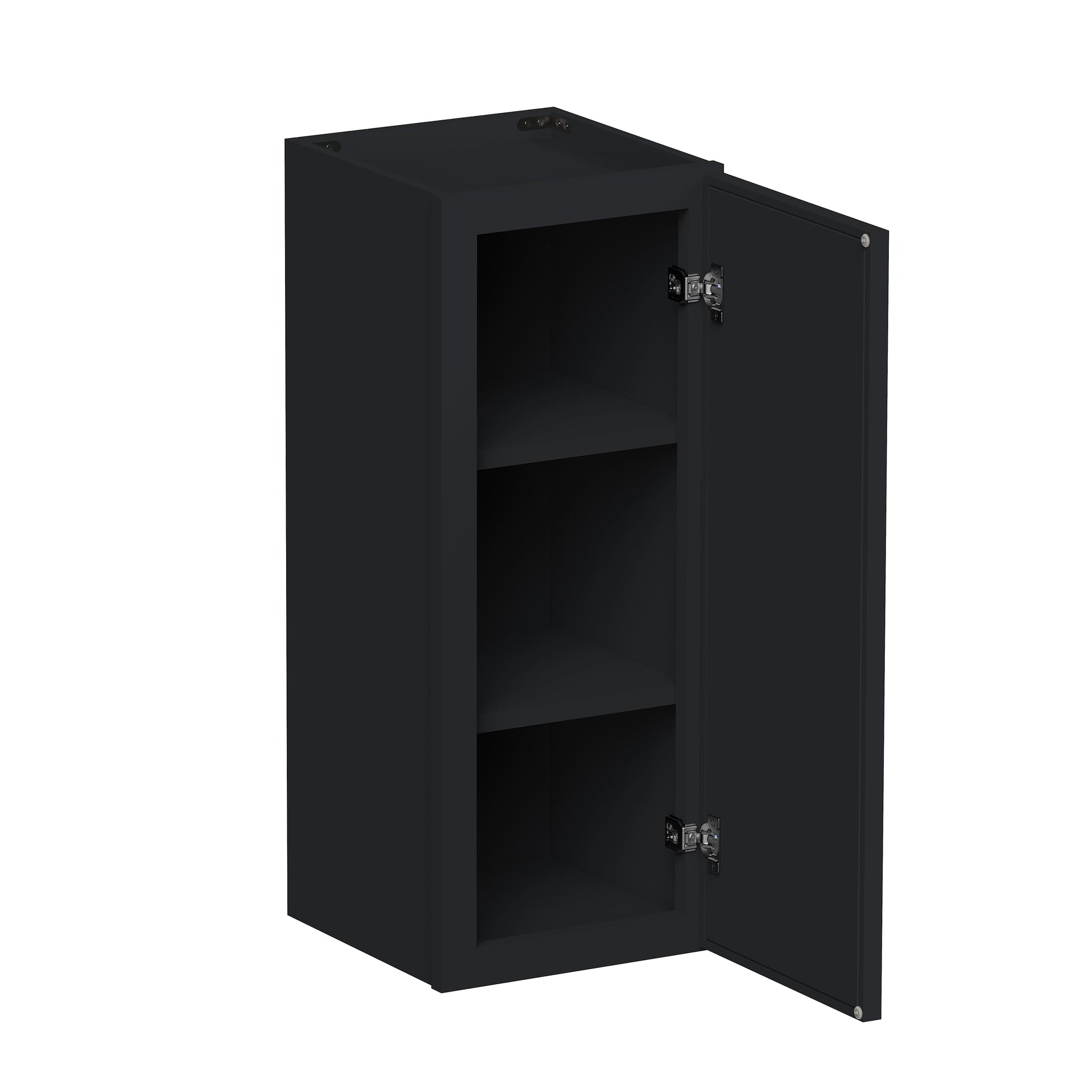 Slim Ebony Black Shaker RTA 9"-21"W x 30"/36"/42"H x 12"D 15-Size Single Door Standard Wall Cabinet