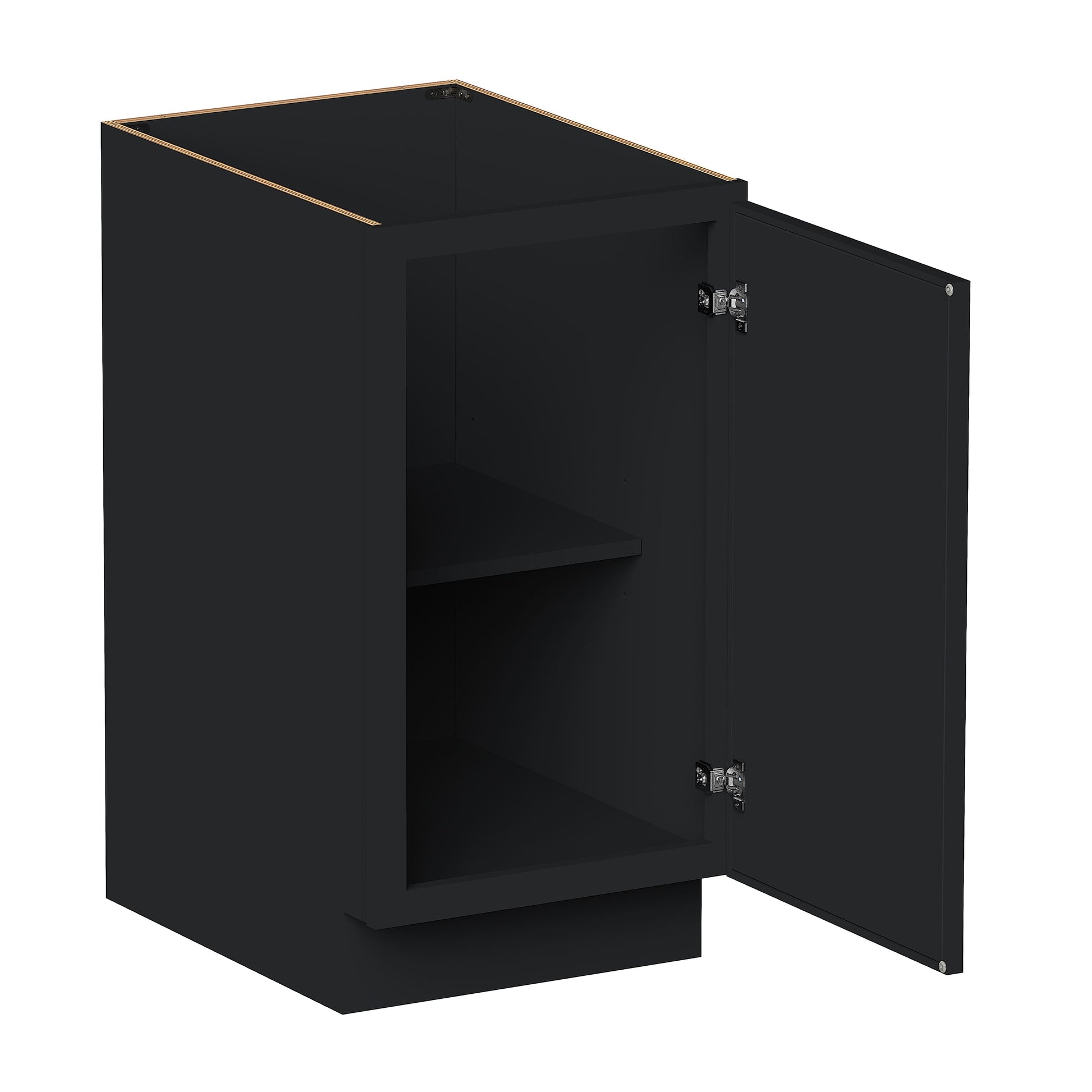 Slim Ebony Black Shaker RTA 9"/18"/21"W x 34.5"H x 24"D Full Height Door Base Cabinet with Single Door