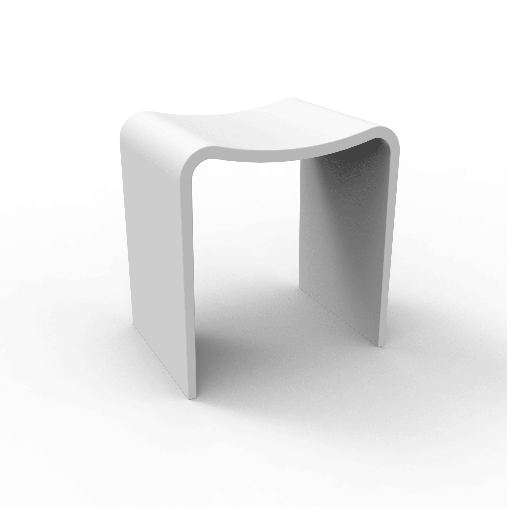 Solid Surface U-Shaped Shower Stool in Matte White / Matte Black