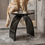 Translucent Resin Arched Solid Surface Bathroom Shower Bench in Glossy Smoke Black/Amber