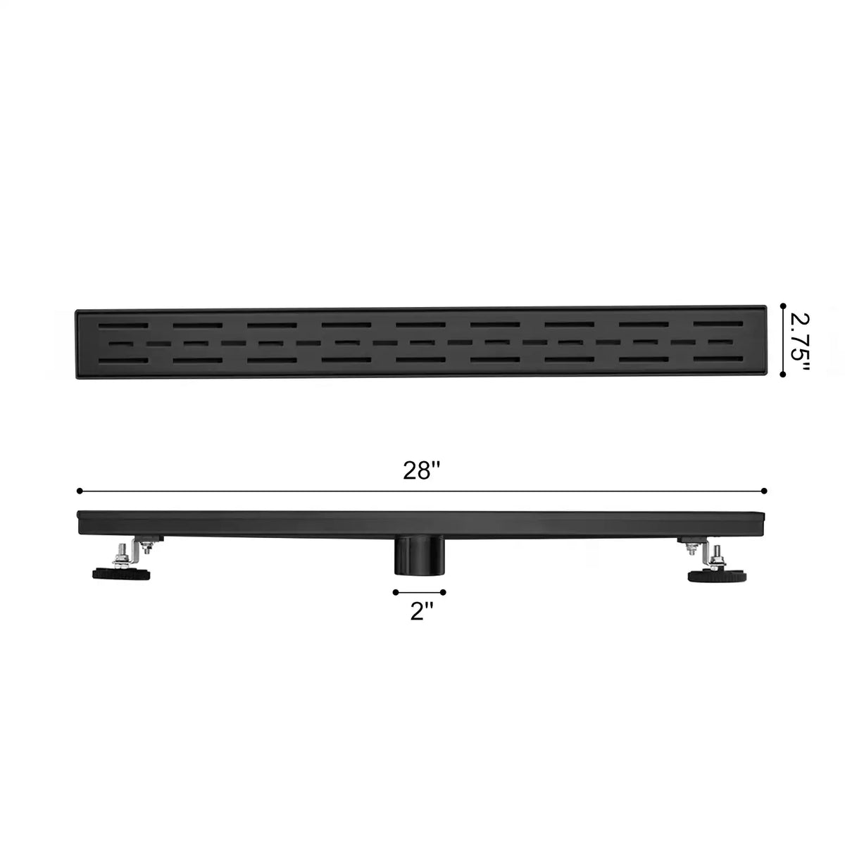 Linear Shower Drain with Brick Pattern Grate Cover and Hair Strainer in 304 Stainless Steel