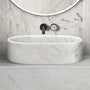 23.6" Natural Marble Vessel Sink with Polished Finish – Real Stone Bathroom Basin in  Beige Gold/White Natural/Gray/Green