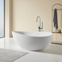 63" Unique Shaped Solid Surface Freestanding Bathtub with Warm-Touch Insulation