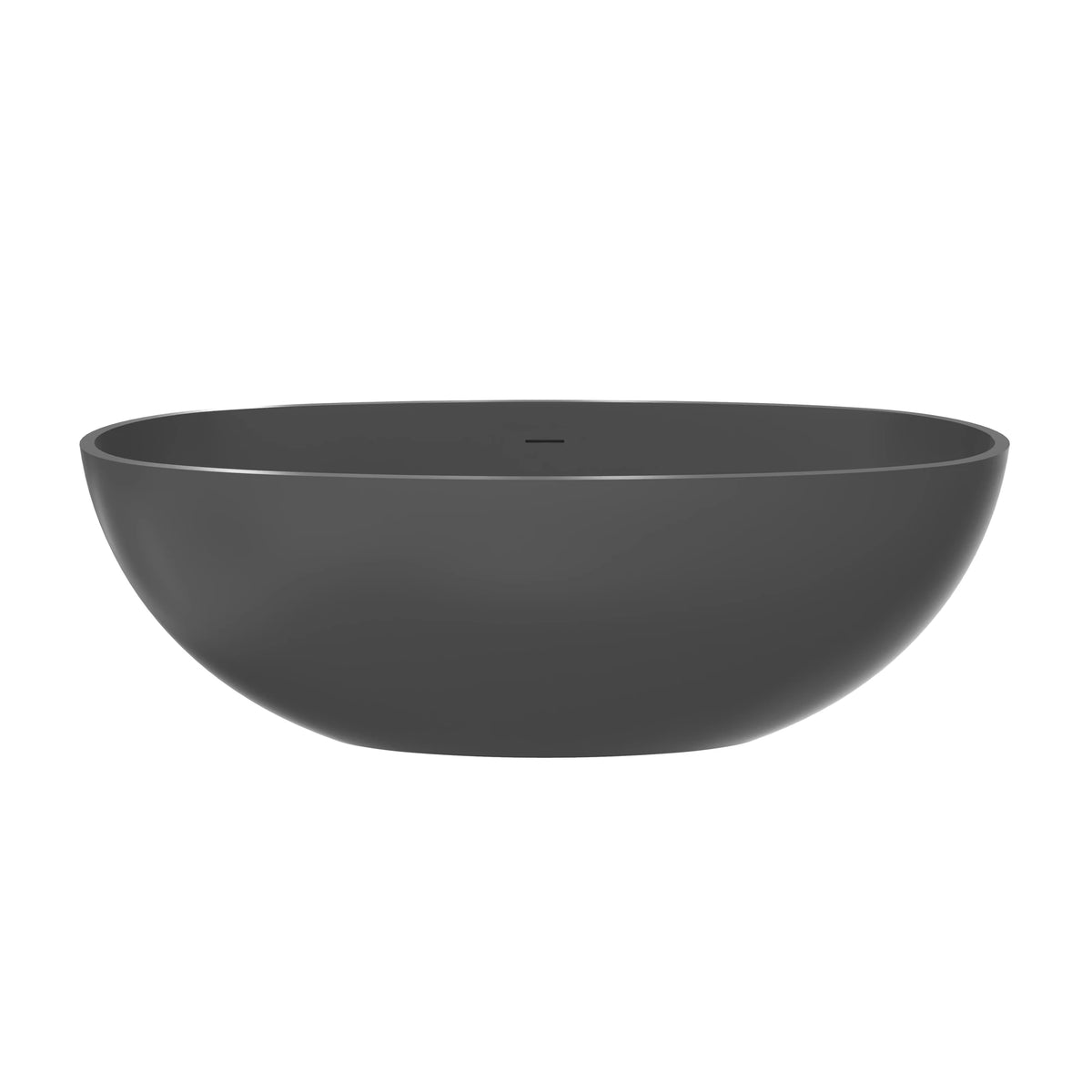 65.2" Matte Gray Solid Surface Freestanding Soaking Bathtub