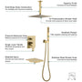 10-inch/12inch 3-Function Shower System With Bathtub Spout