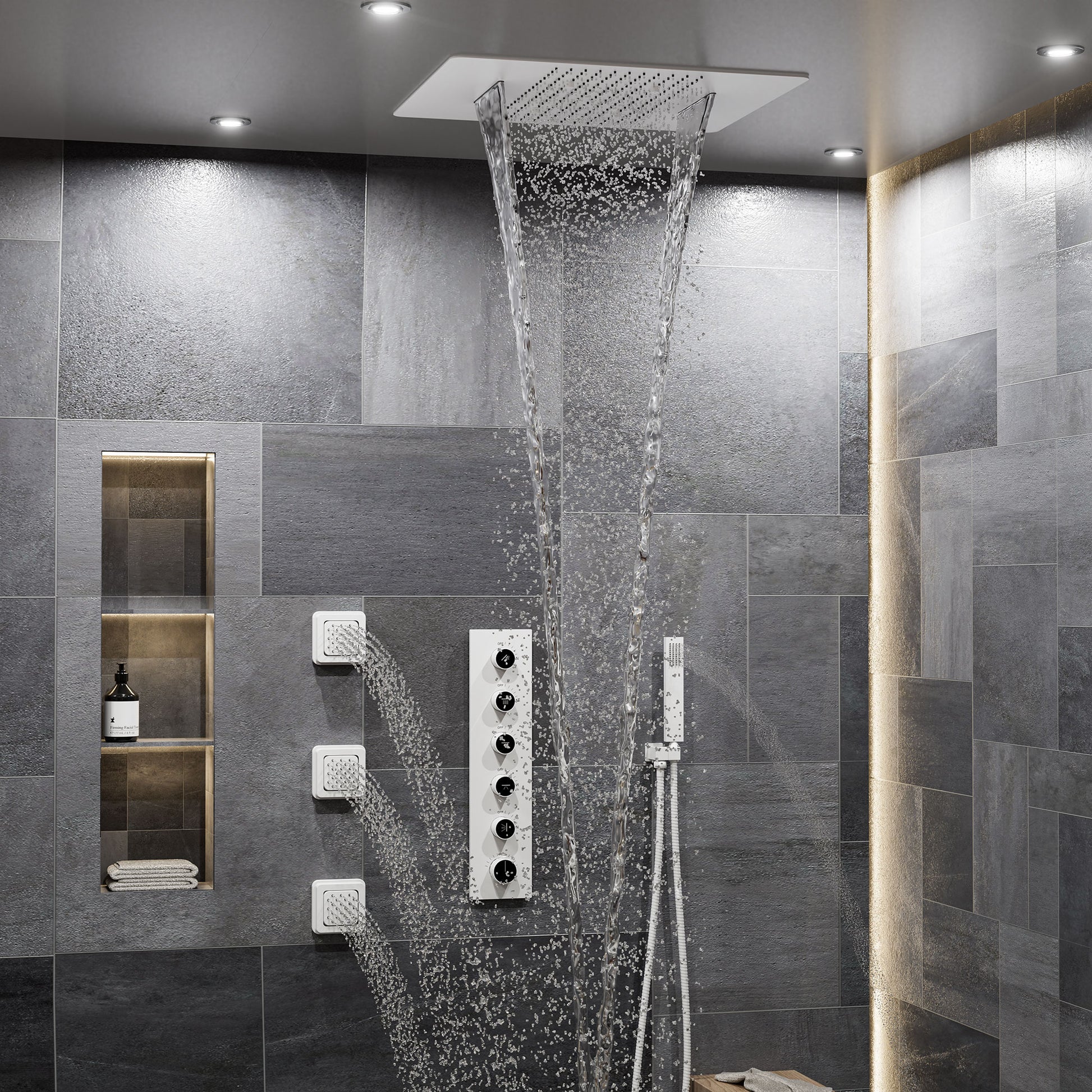 20*24'' Rectangle Shower System With 4 Sprays Modes & 3 Body Jets