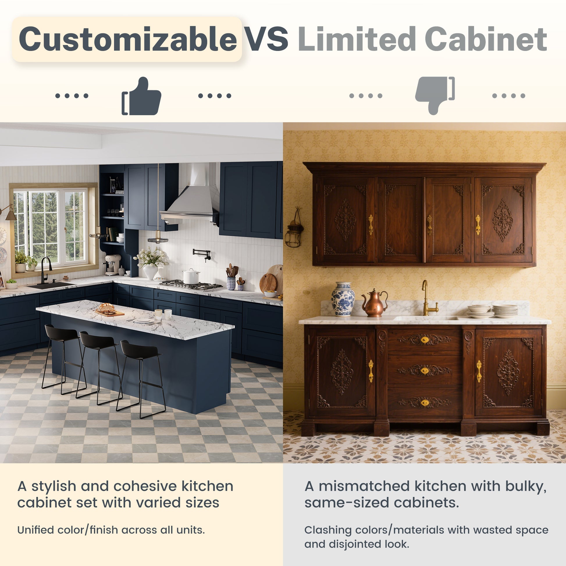 Cyber Grey RTA 24"W x 24"D x 34.5"H Base Cabinet with 3 Drawers
