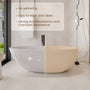 67" Solid Surface Freestanding Soaking Bathtub with Ribbed Textured Design