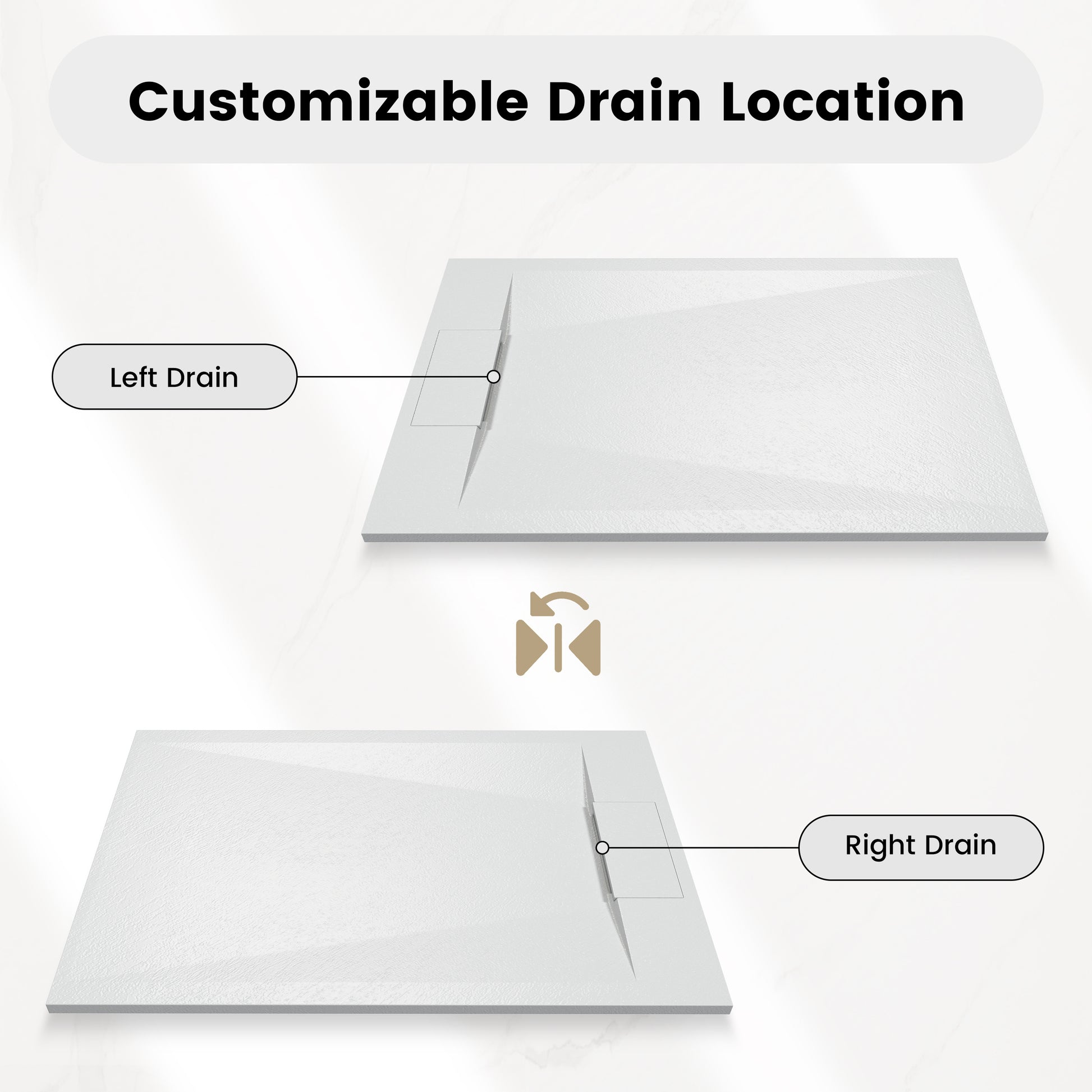 European-Style SMC Shower Base with Anti-Slip Design in Black or White