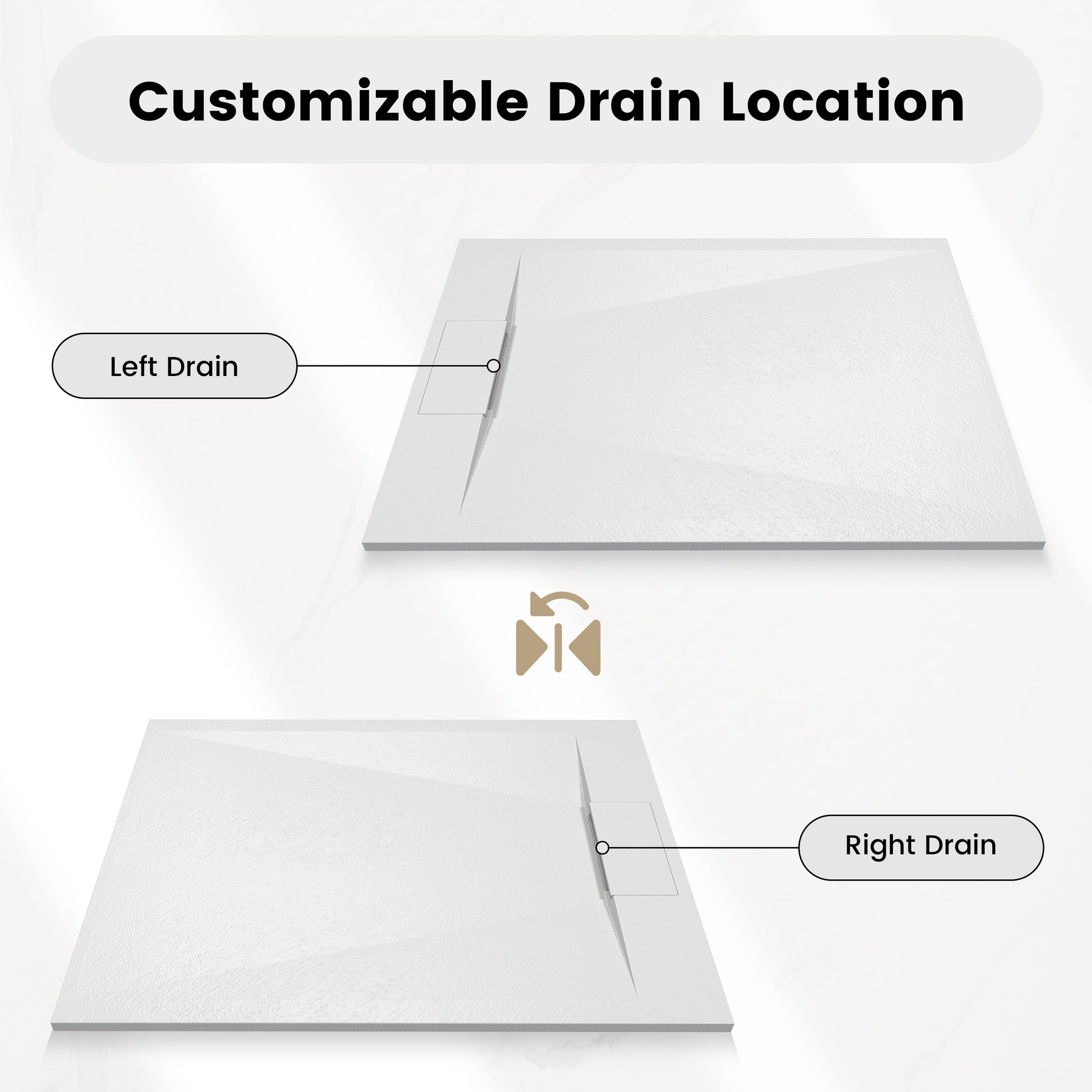 European-Style SMC Shower Base with Anti-Slip Design in Black or White