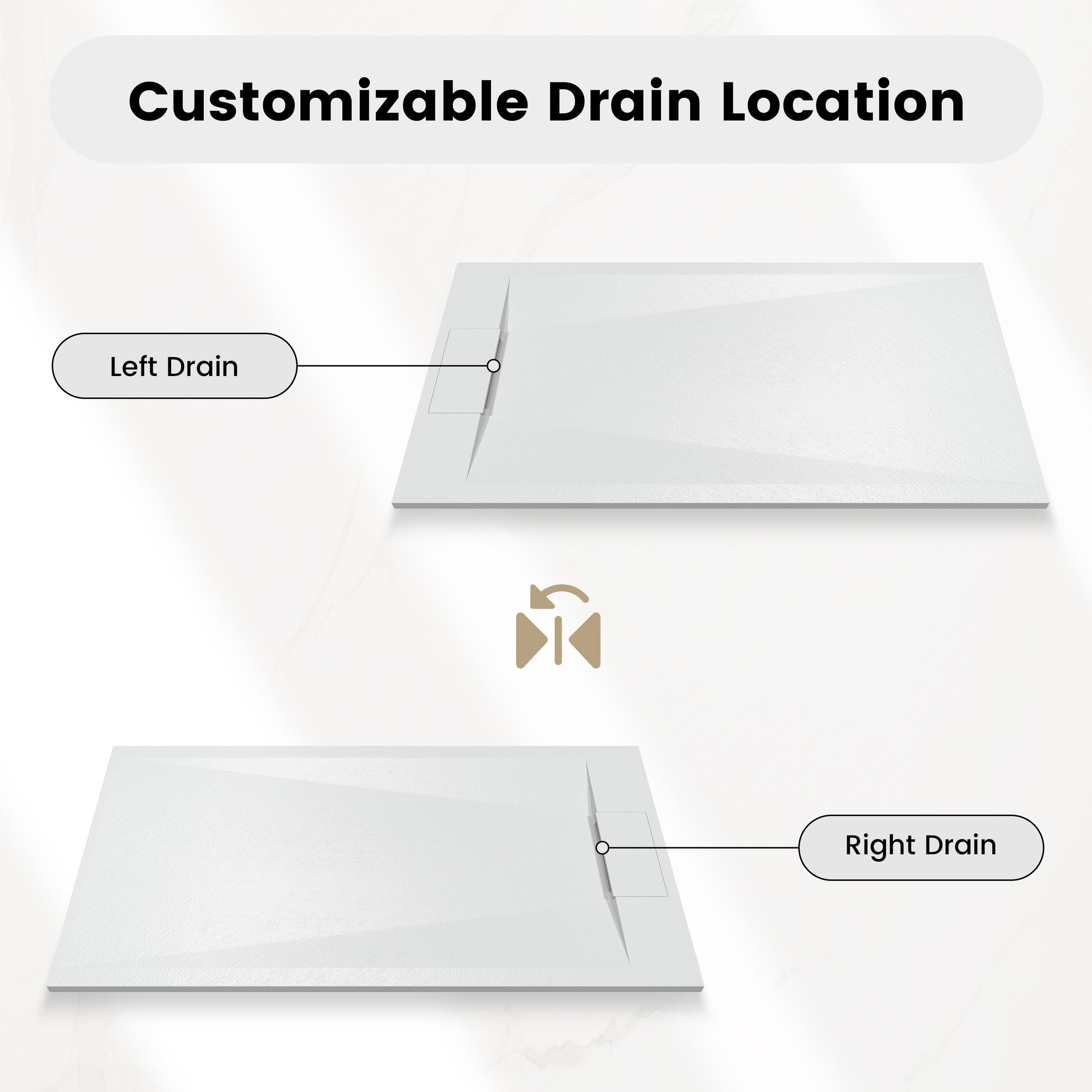 European-Style SMC Shower Base with Anti-Slip Design in Black or White