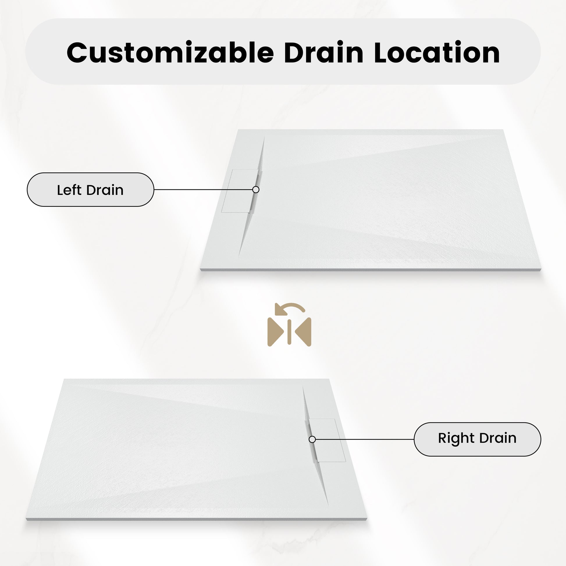 European-Style SMC Shower Base with Anti-Slip Design in Black or White
