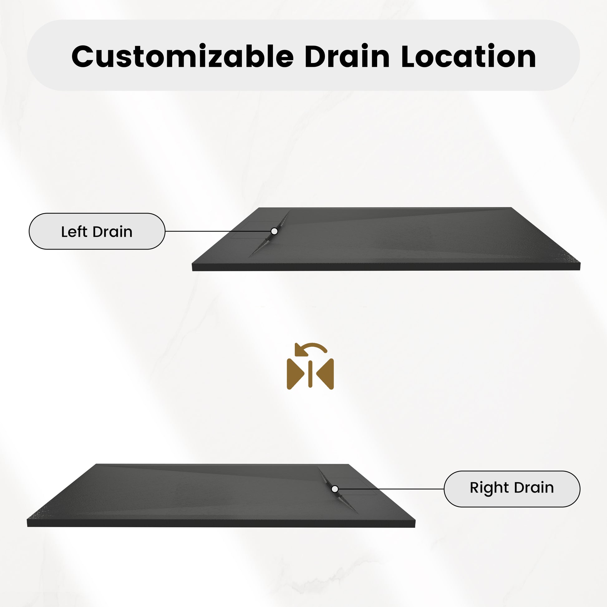 European-Style SMC Shower Base with Anti-Slip Design in Black or White