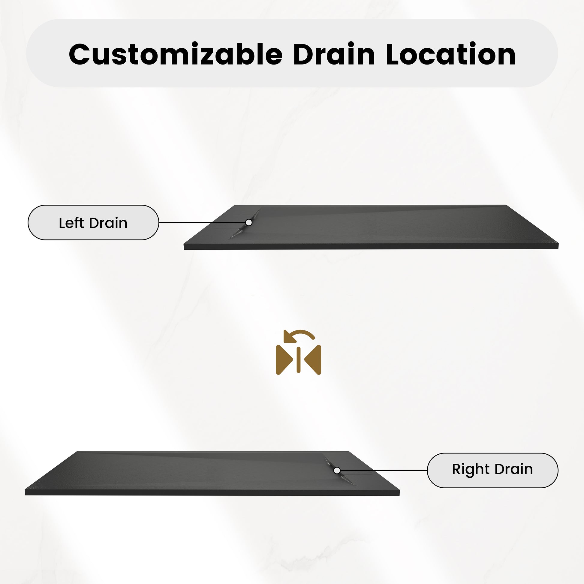European-Style SMC Shower Base with Anti-Slip Design in Black or White