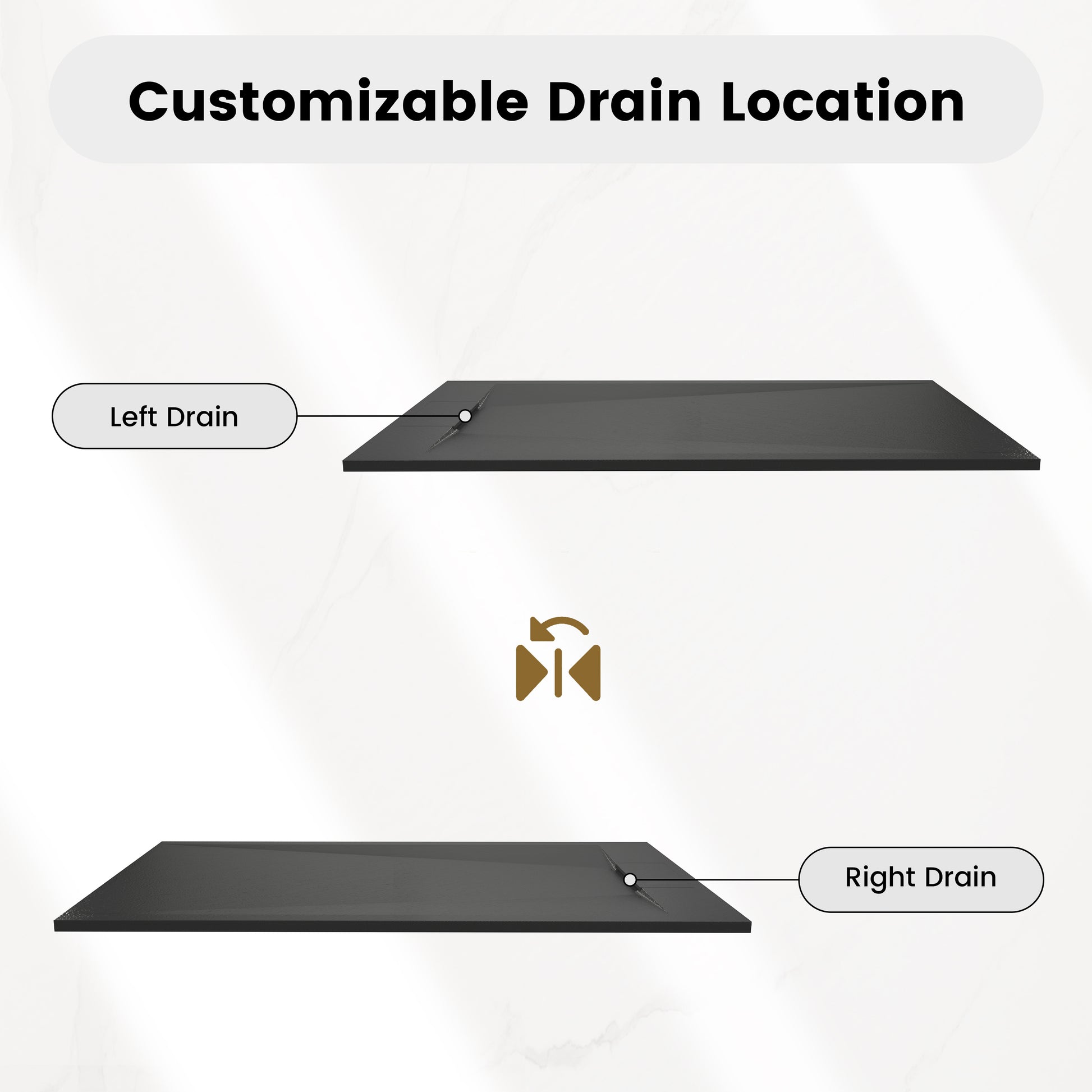 European-Style SMC Shower Base with Anti-Slip Design in Black or White