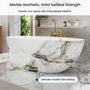 65" Freestanding Solid Surface Oval Bathtub in Marble Look Finish