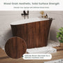 51" Freestanding Solid Surface Soaking Tub with Built-In Seat in Wood Grain & Marble Finish