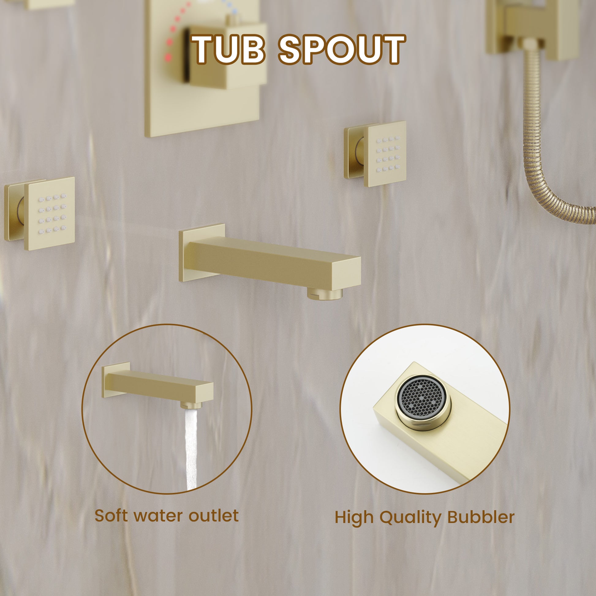 12-inch 4-Function Body Jet Shower System with Tub Spout & Slide Bar