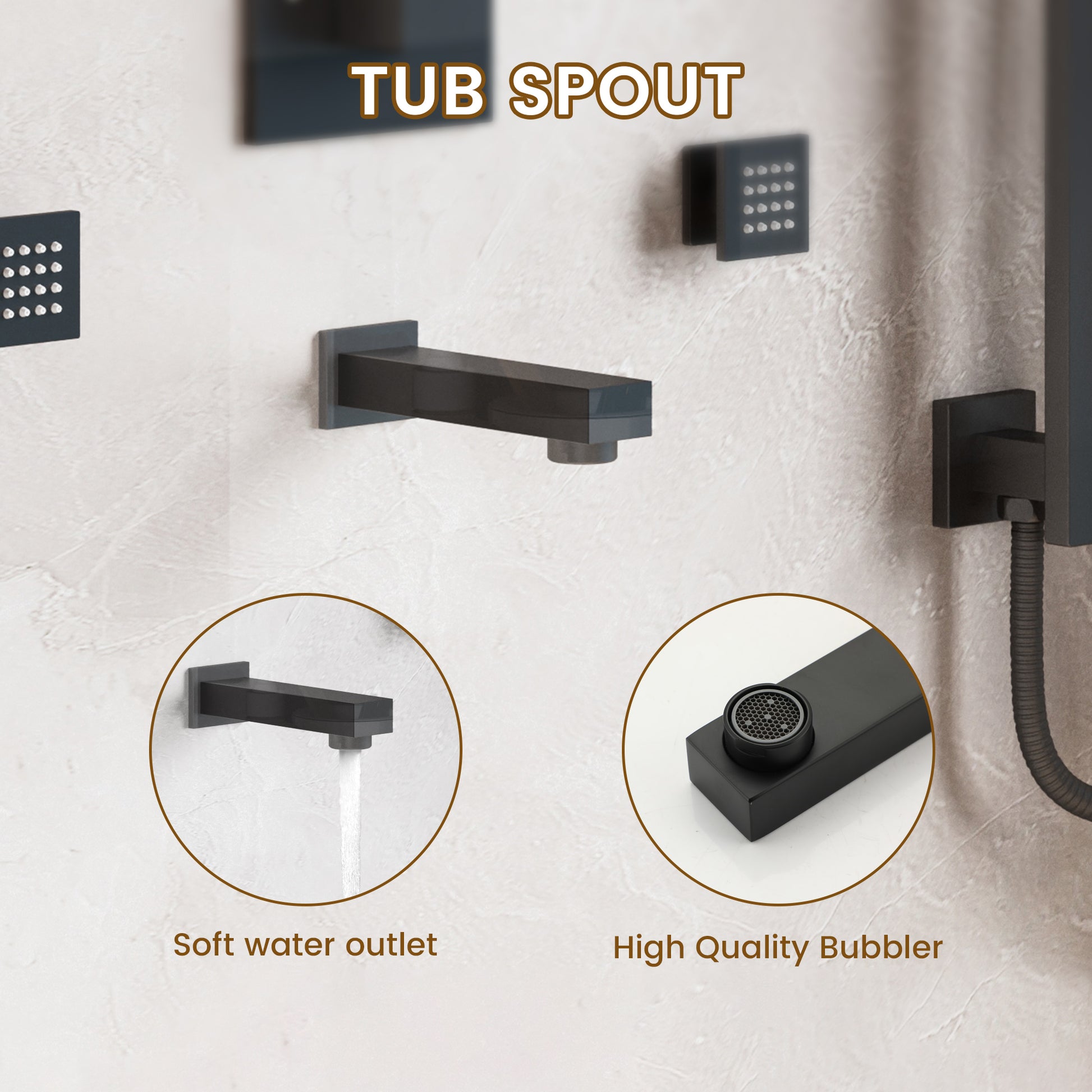 12-inch 4-Function Body Jet Shower System with Tub Spout & Slide Bar