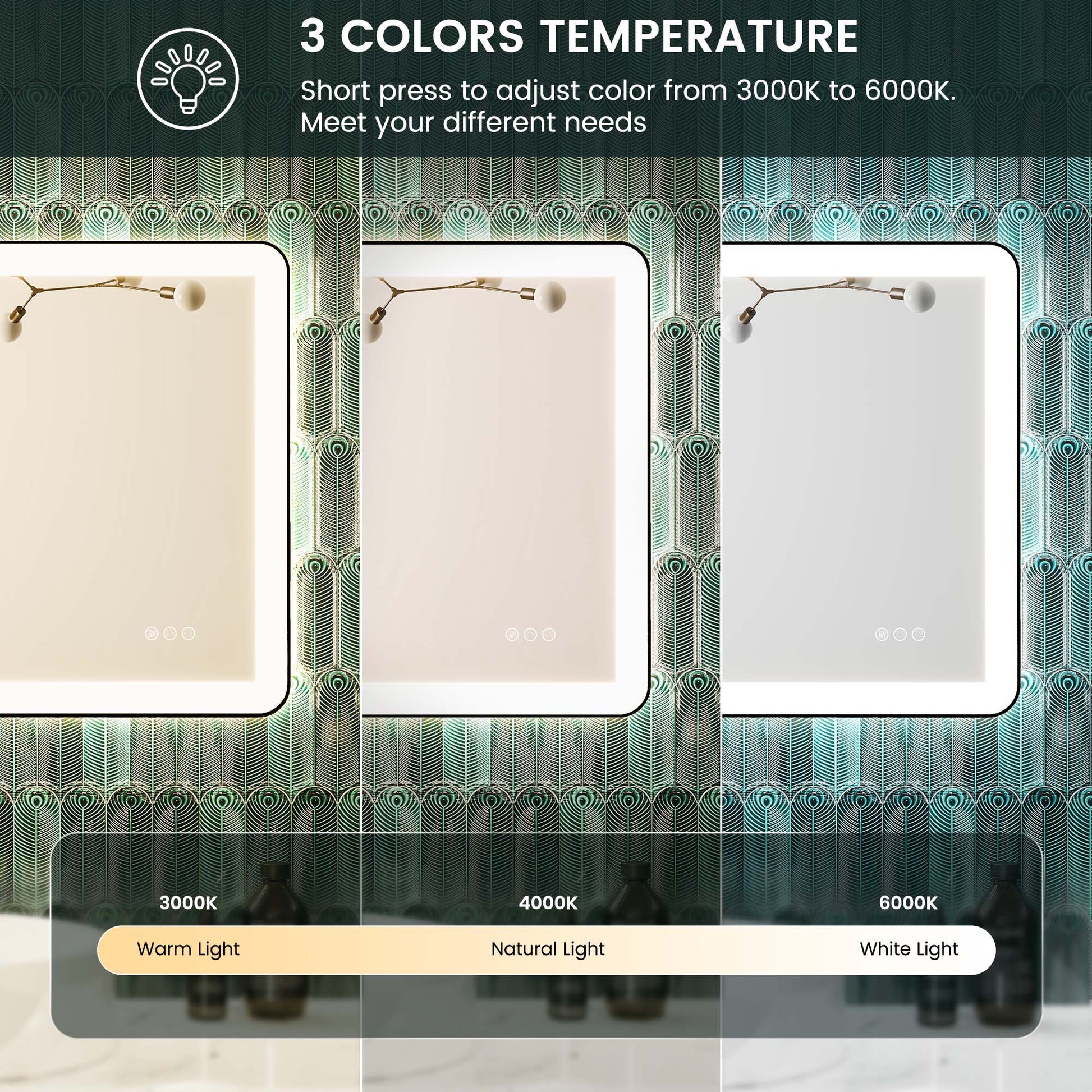 Anti-Fog LED Bathroom Mirror with Aluminum Frame