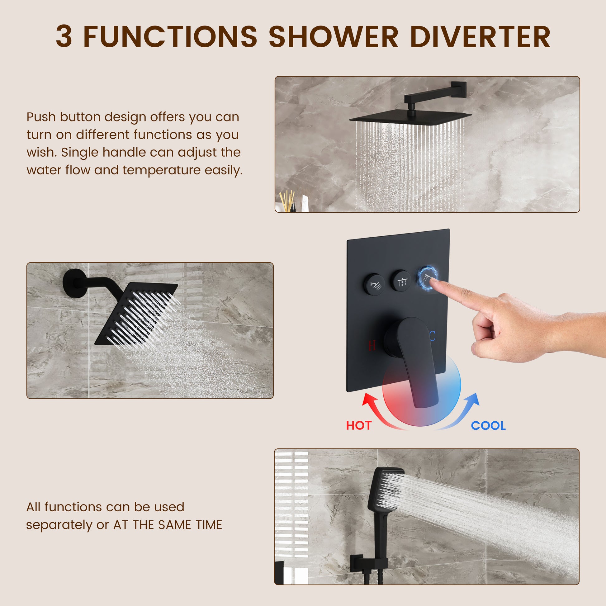 12-inch Dual Shower System with 4-Function Handheld Shower