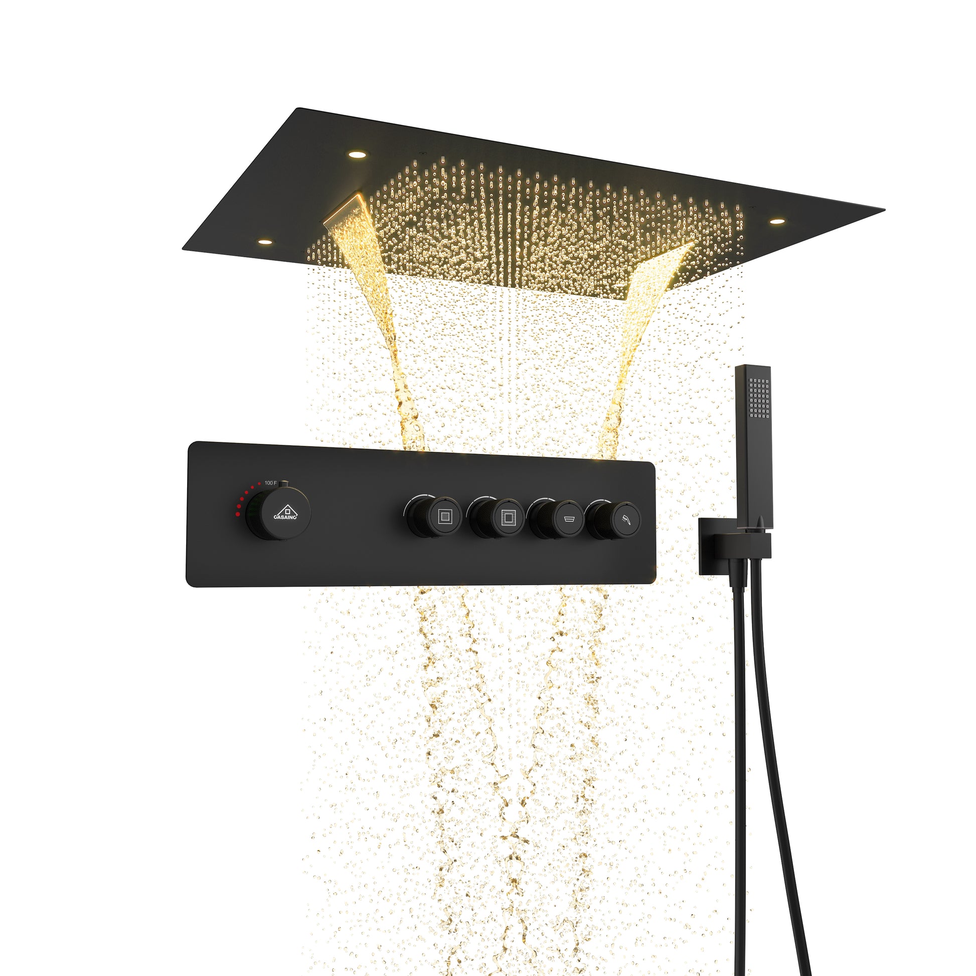 31.4" x 23.6" 4-Function Ceiling-Mounted Thermostatic Shower System with LED Lights