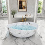 63" Artistic Marble Sculptural Solid Surface Freestanding Soaking Bathtub