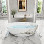 65" Freestanding Solid Surface Oval Bathtub in Marble Look Finish