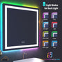 Tempered RGB LED Bathroom Mirror with Smart Controls & Anti-Fog