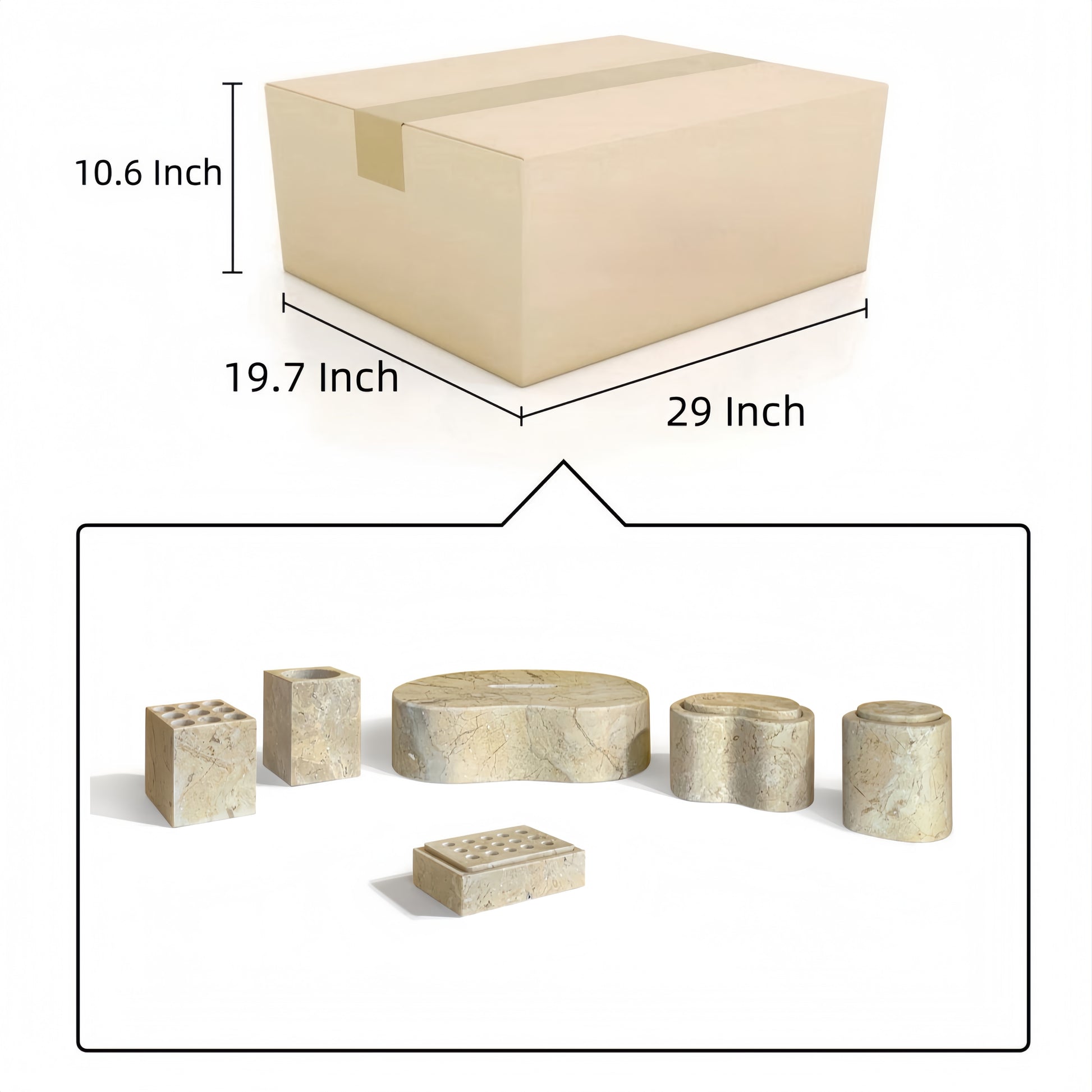6-Piece Marble Bathroom Accessories Set - Gold