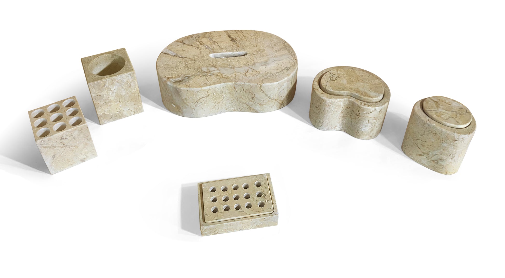 6-Piece Marble Bathroom Accessories Set - Gold