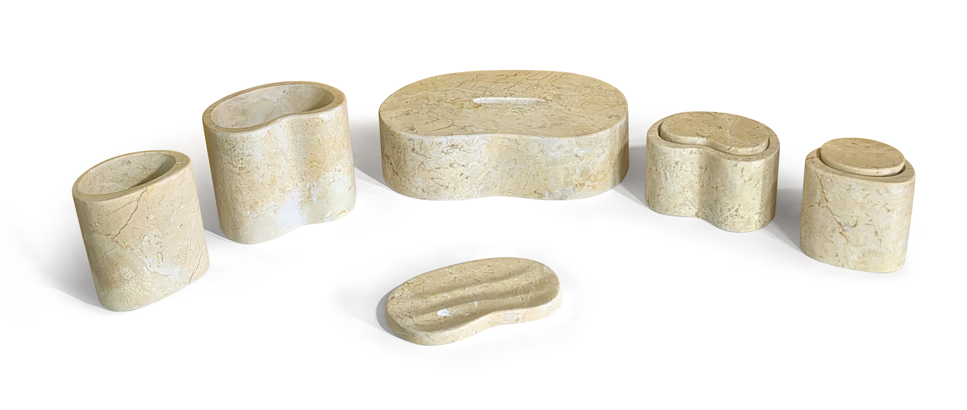 6-Piece Marble Bathroom Accessories Set - Gold Beige