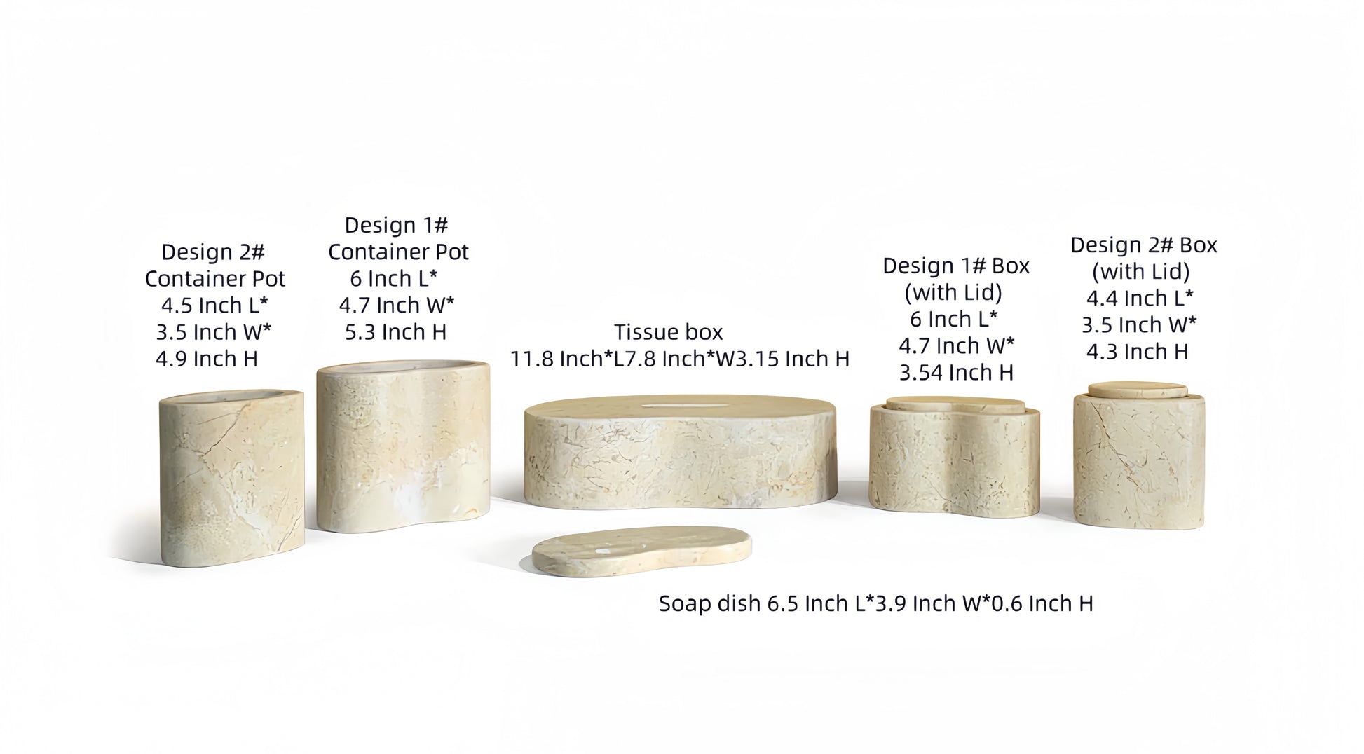 6-Piece Marble Bathroom Accessories Set - Gold Beige